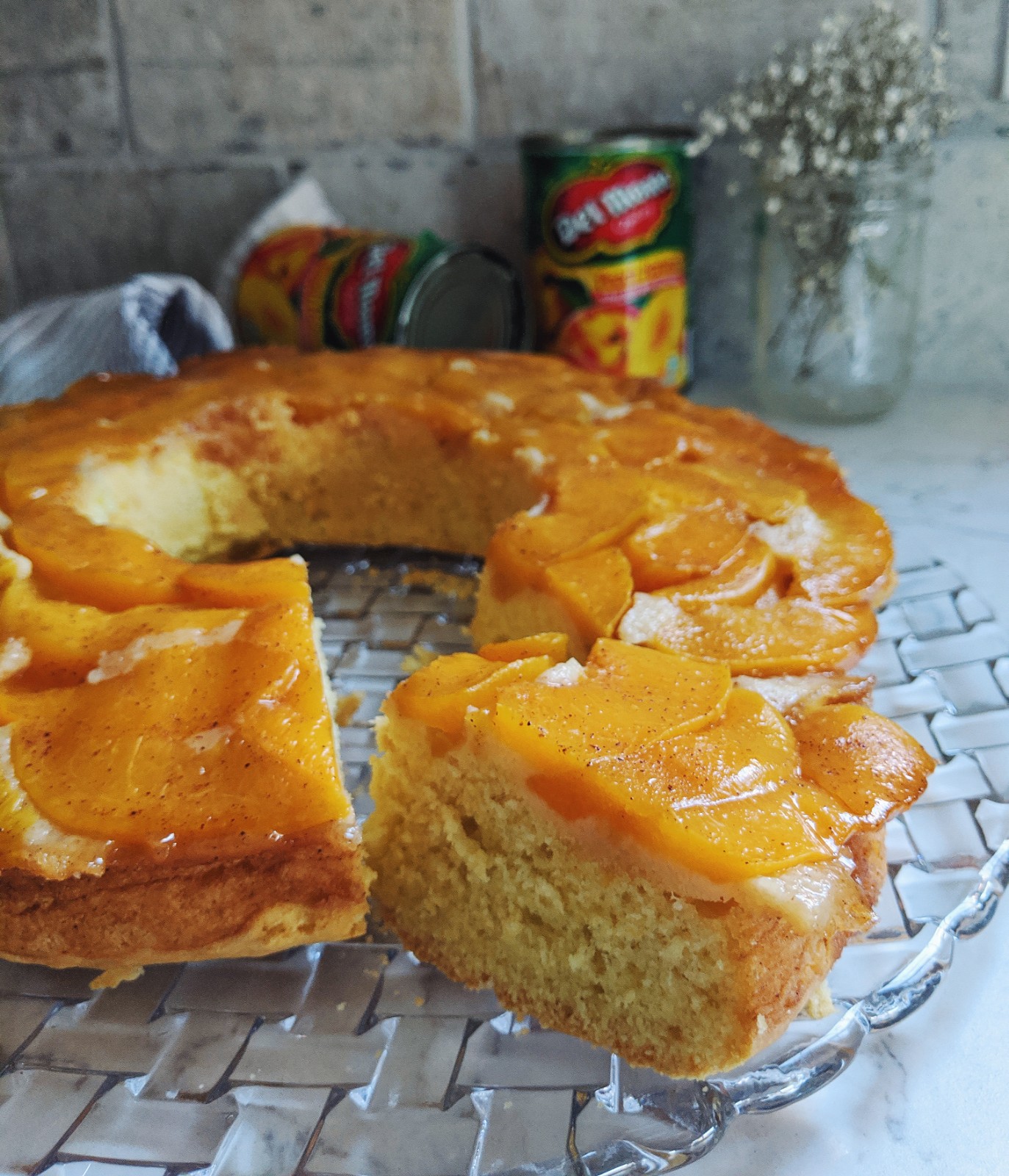 Upside Down Peach Cake